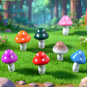 Colorful Wooden Mini Mushroom Craft Figurine <b>Miniatures</b> for Landscape Decorations Moss Plant Desktop Ornaments DIY Accessories - Product Image 3