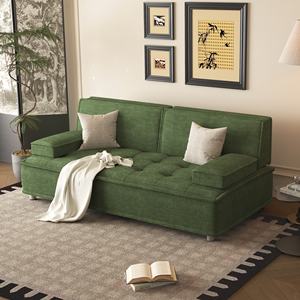 Divano Letto Multifunzionale Pieghevole in Tessuto per Piccoli Appartamenti, Soggiorno, Studio, Ufficio, Design Moderno e Semplice con Struttura in Legno - Product Image 5