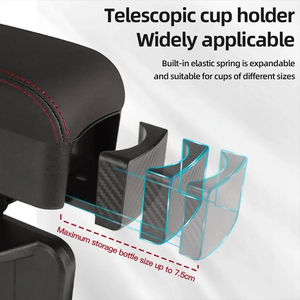 Organisateur de rangement pour accoudoir de voiture, coussin rehausseur pour <span class=keywords><strong>console</strong></span> <span class=keywords><strong>centrale</strong></span>, repose-coude pour fente de siège auto, porte-bouteille d'eau - Product Image 3