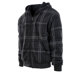 Veste <span class=keywords><strong>à</strong></span> <span class=keywords><strong>capuche</strong></span> zippée pour homme en tricot gaufré, doublure <span class=keywords><strong>sherpa</strong></span> <span class=keywords><strong>à</strong></span> carreaux, coupe oversize ample, style streetwear décontracté, logo personnalisé, vente en gros - Product Image 1