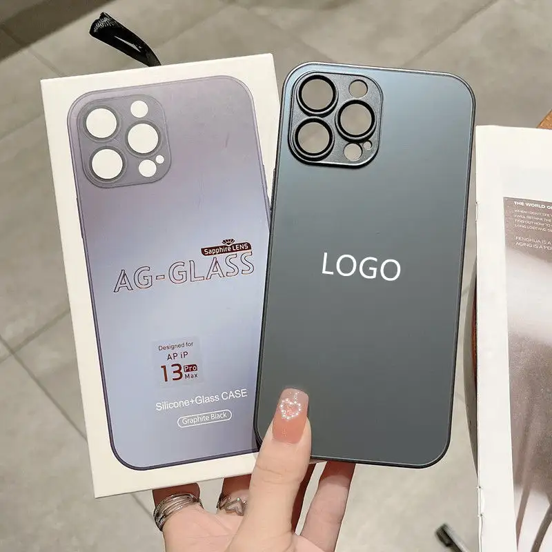 AG casing ponsel kaca matte AG, pelindung telepon genggam silikon magnetik untuk apple paket kotak iPhone