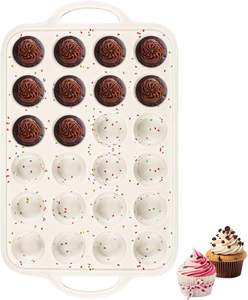 Moule à muffins en <span class=keywords><strong>silicone</strong></span> avec cadre renforcé en métal, 24 cavités, moule à cupcakes en <span class=keywords><strong>silicone</strong></span> durable pour muffins et cupcakes - Product Image 1