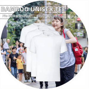 Camiseta de Verano Casual para Hombre y Mujer, Personalizable con Logotipo, 240g, Fibra de Bambú, Tejido Jersey de Doble Hilo, Teñido Liso, Antiarrugas, Antiretráctil - Product Image 2