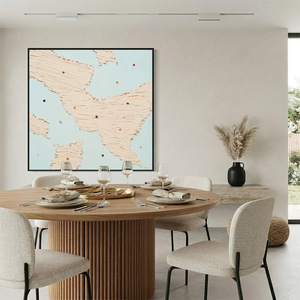 Textured Minimalist Abstract Map Painting <b>Canvas</b> Art With Wood <b>Frame</b> Contemporary Wall Decor Indoor 3D for gallery - Product Image 2