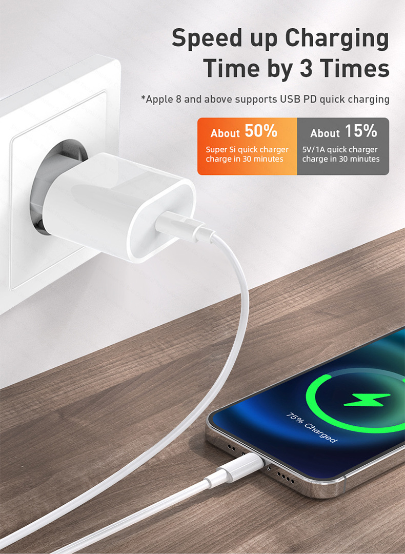 Prise 20W + Câble 1m - Prise EU