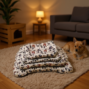 Ensemble de lit pour animaux de compagnie en coton rembourré, quatre pièces, série BM1290 - Product Image 3