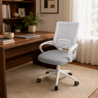 Chaise de bureau ergonomique en maille, chaise d'ordinateur réglable, siège de bureau respirant à dossier moyen avec soutien lombaire pour le bureau à domicile