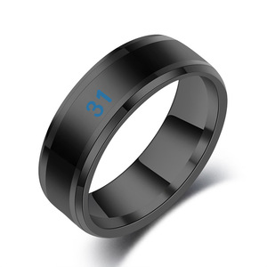 Stainless Steel Temperature Sensing <b>Ring</b> Gold Black Color Changing Smart Jewelry Unisex Fashion <b>Ring</b> - Product Image 3