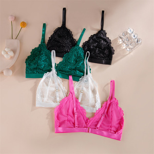 Reggiseno in Pizzo Ultra Sottile Senza Imbottitura e Senza Ferretto, Traspirante, Sexy con Perizoma, Set Intimo Femminile - Product Image 3