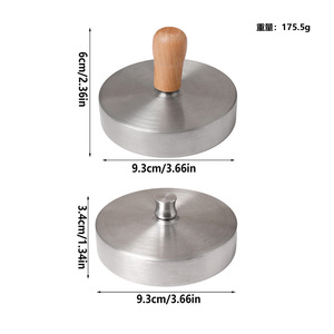 Prensa para Hamburguesas Exclusiva Transfronteriza, Manual, con Mango de Madera Redondo y Placa de Acero Inoxidable, Modelo BH-HBY03 - Product Image 1