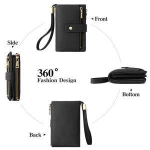Cartera Corta de Piel Sintética PU para <span class=keywords><strong>Mujer</strong></span>, Estilo Moderno, con Cierre, Antirrobo, para Tarjetas y Monedas, Forro de Poliéster - Product Image 3