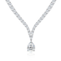 Abgestufte Tennis-Kette mit hängendem Birnen-Moissanit-Anhänger, inspiriert vom Red Carpet, S925 Silber, ultra-funkelnder A-List Schmuck