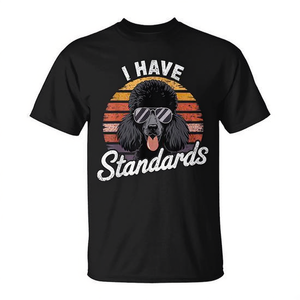 Camiseta Retro I Have Standards Poodle, camiseta gráfica informal negra para hombre - Product Image 2