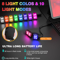 Feux stroboscopiques LED RGB, feux de position LED sans fil pour moto, avion, hélicoptère, feux d'avertissement, accessoires de voiture