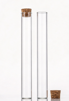 Tube en verre à ouverture plate avec bouchon en liège, tube d'emballage en verre pour le thé, les épices, les herbes séchées et les bâtonnets d'encens