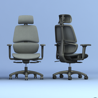 Chaise de bureau ergonomique en maille Lonkin, dossier haut pivotant, inclinaison 3 positions, avec support lombaire