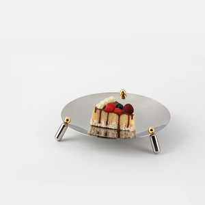 Nouvelle <span class=keywords><strong>assiette</strong></span> ronde en acier inoxydable avec support <span class=keywords><strong>triangulaire</strong></span> stable, <span class=keywords><strong>assiette</strong></span> décorative pour fruits et gâteaux, idéale pour le thé de l'après-midi et les restaurants - Product Image 5