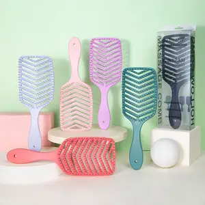 Escova de cabelo para cabelos cacheados, escova plástica antiestática de marca própria, melhor escova para mulheres, design de ventilação e massagem