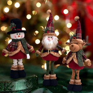 PLANTATION DE PRINTEMPS Décorations de Noël rétractables Père Noël Bonhomme de neige Renne Figurines en peluche pour vitrine Cadeaux de Noël - Product Image 1