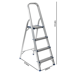 ألومنيوم معتمد من EN131 بأربع خطوات بسعة تحميل مانعة للانزلاق وخفيفة الوزن للاستخدام المنزلي والصناعي - Product Image 3