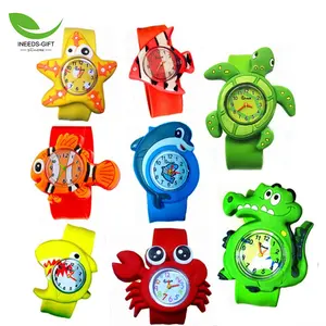 Girls Boys Fashion Cartoon Animal Silicone Snap Watch Silicone Strap 3D Dinosaur Unicorn Toys Children Toy Watch Clock