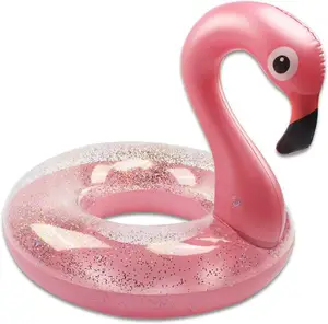 Sparkling Inflatable Flamingo Pool Float Ring Swimming Pool Lounger for Kids& Adult