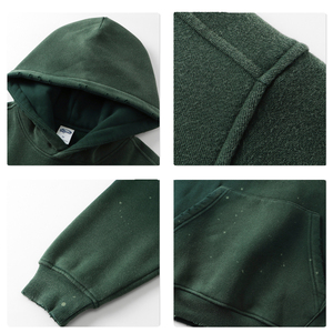 Sudadera con Capucha Unisex Vintage Lavada, Color Sólido, con Bolsillo, Estilo Casual, Oversize, Tejido French Terry, para Otoño - Product Image 3
