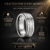 Bagues en carbure de tungstène martelé plaqué argent 8 mm, ajustement confortable, unisexe, pour mariage, anniversaire, fêtes, cadeau, vente en gros