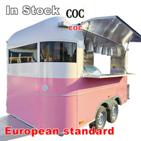 Remorque de restauration mobile sur mesure en acier inoxydable, conforme aux normes européennes, entièrement équipée, résistante à la rouille, cuisine de rue, BBQ, café