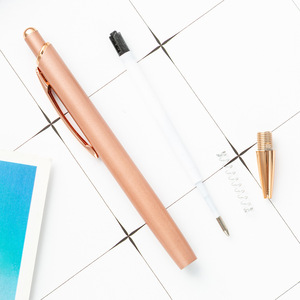 Stylo bille métallique or rose promotionnel avec logo personnalisé, pointe de 1,0 mm, idéal pour la papeterie et les cadeaux sur le thème du sport - Product Image 5