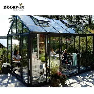 2023 Low-E Pré-fabricada De Vidro Cabines E Jardim Quartos Novo Design Green House Alumínio Temperado Lowes Vidro Sunroom