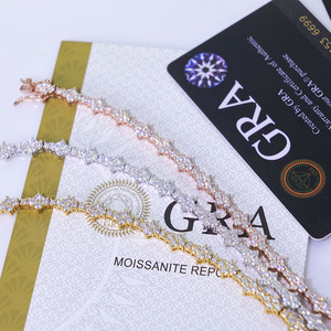 สร้อยคอเทนนิสฮิปฮอปแบบสั่งทำพิเศษ ประดับเพชรโมอิสซาไนต์ เงินแท้ 925  แบบ Iced Out Bling  ผ่านการทดสอบเพชร VVS - Product Image 5