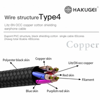 Hakugei cendres. Câble d'écouteur de blindage en coton cuivre Litz 7N OCC 4.4 3.5 2.5 0.78 mmcx