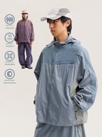 Veste de randonnée et d'alpinisme unisexe coupe-vent, hydrofuge et respirante, style montagne ; patchwork déstructuré
