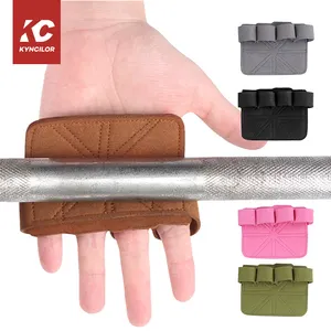 Workout Grips Adjustable Thicker Palm Pads Cowhide Dumbbell Weight Lifting Fitness Fingerless Gloves Gym