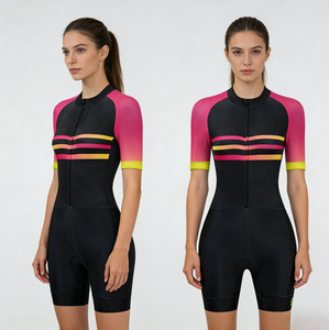 Combinaison de triathlon ZEDE noire et rose dégradée, haute élasticité, tissu respirant, vêtements d'entraînement pour la natation, le cyclisme et la course à pied - Product Image 4