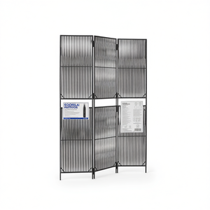 Separador de Ambientes de 3 Paneles de Poliratán Negro, Plegable, Diseño Moderno, Translúcido, Decoración para el Hogar - Product Image 1