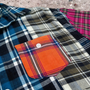 <span class=keywords><strong>Camicia</strong></span> in Flanella a <span class=keywords><strong>Quadri</strong></span> Multicolore Personalizzata Ouna, Manica Corta con Stampa e Bottoni per <span class=keywords><strong>Uomo</strong></span> - Product Image 2