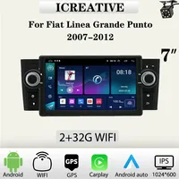Autoradio Android 7 Pouces pour Fiat Linea Grande Punto 2007-2012 Multimédia CarPlay sans Fil Stéréo Unité Centrale de Navigation