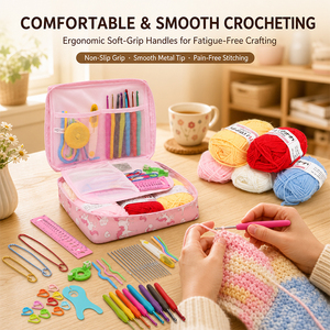 Kit de Ganchillo para Principiantes JP, Juego de Hilos de Plástico, Agujas de 3 mm, Herramientas de Medición, Bolsa Portátil con Diseño de Unicornio, Suministros para Manualidades DIY - Product Image 5