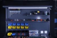 Banco de trabajo de perfil de acero inoxidable multifunción personalizado, mesa de taller electrónica ESD con enchufes y mesa de herramientas móvil