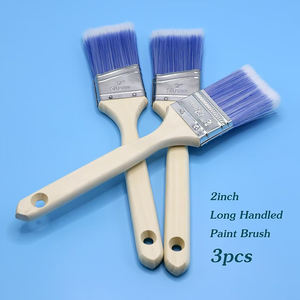 Pinceau à peinture murale NIKO blanc et bleu à poils effilés, pinceau à poignée en bois naturel en vrac, brosse de nettoyage automobile - Product Image 2