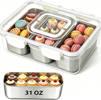 Boîte à lunch pour enfants en acier inoxydable 304 à 3 compartiments, boîte à fruits, bonbons, biscuits, boîte à pique-nique, boîte à goûter portable en acier inoxydable, boîte bento