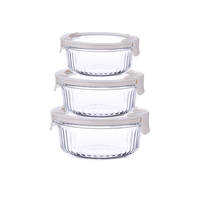 Boîte à lunch en verre de forme ronde de 570 ml, adaptée à une utilisation au micro-ondes, récipient de stockage alimentaire direct