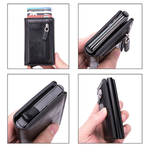 <strong>WaLlet</strong> for <strong>Men</strong> <strong>Leather</strong> RFID Fiber PU Credit Card Holder <strong>Wallet</strong> <strong>With</strong> Zipper <strong>Coin</strong> <strong>Pocket</strong> Metal Carbon <strong>Wallet</strong> for <strong>Men</strong> <strong>Leather</strong> - Product Image 3