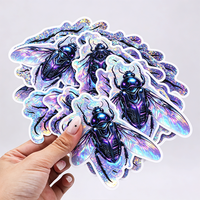 Autocollants holographiques en vinyle imperméable, impression personnalisée de logo, étiquettes décoratives laser pailletées arc-en-ciel, autocollants découpés à la forme