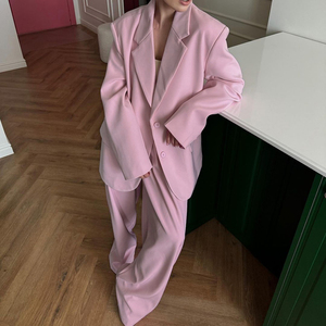Fabbrica di qualità personalizzata 2025 autunno <span class=keywords><strong>rosa</strong></span> formale da donna abiti da donna elasticizzati in vita <span class=keywords><strong>pantaloni</strong></span> <span class=keywords><strong>pantaloni</strong></span> e Blazer da donna - Product Image 1