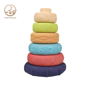 Approvisionnement d'usine éducation sensorielle Montessori Silicone souple jouet de nidification anneau empilé Silicone bébé Silicone anneau empilé - Product Image 1