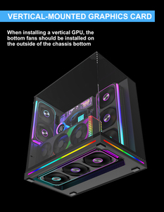 Boîtier <span class=keywords><strong>PC</strong></span> <span class=keywords><strong>Gamer</strong></span> ATX Mid-Tower sans pilier avec triple vitrage, éclairage RGB, pour ordinateur de jeu - Product Image 5