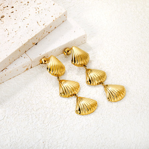 Fashion Stud <b>Earrings</b> Zinc Alloy Seashell <b>Tassel</b> Design Party Jewelry - Product Image 2